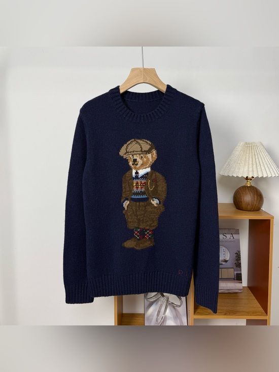 Polo Ralph Lauren Sweaters - Polo Ralph Lauren Navy Crewneck Sweater British Gentleman Polo Bear Knit